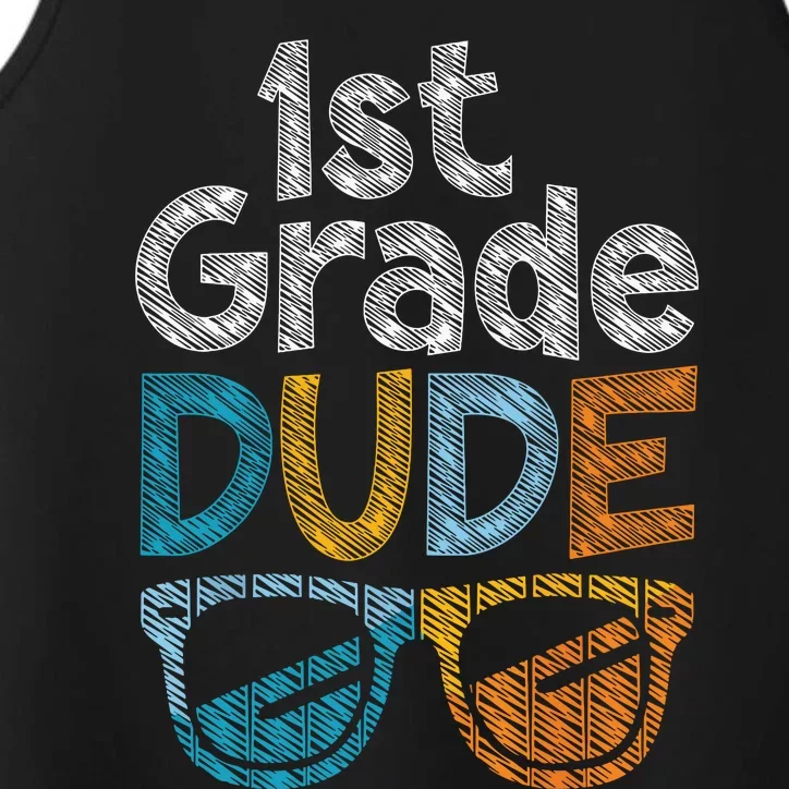 1st Grade Dude Back To School First Grade Student Performance Tank