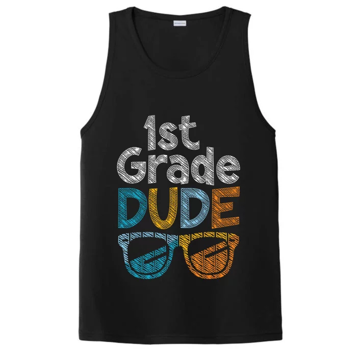 1st Grade Dude Back To School First Grade Student Performance Tank