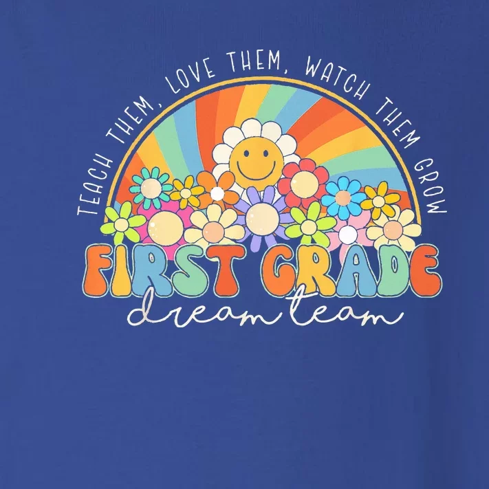 1st Grade Dream Team Groovy Rainbow Back To School Teacher Toddler Long Sleeve Shirt