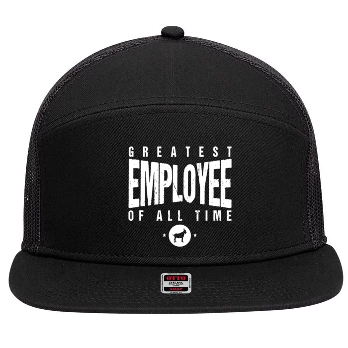 1 Greatest Employee Of All Time Employee 1 Employee Goat 7 Panel Mesh Trucker Snapback Hat