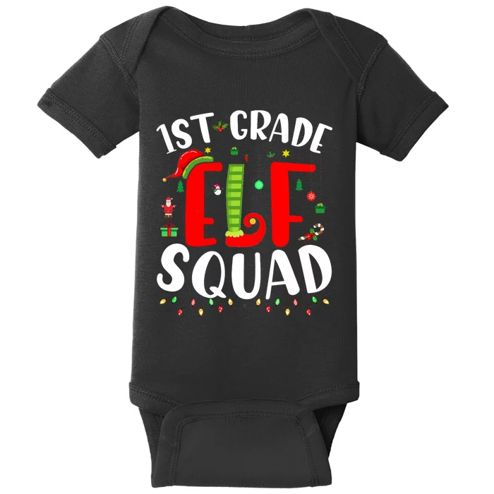 1st Grade Elf Squad Funny Christmas Elf Teacher Student Gift Baby Bodysuit