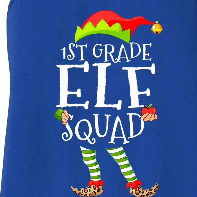 1st Grade Elf Squad Funny Elementary Teacher Christmas Women's Racerback Tank