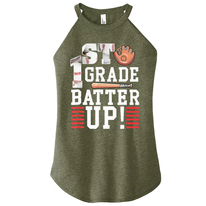 1st Grade First Day Of School 1st Grade Batter Up Baseball Women’s Perfect Tri Rocker Tank