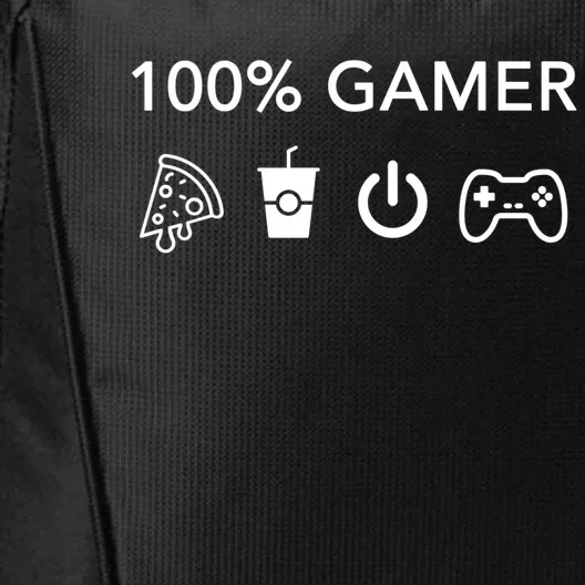 100% Gamer Funny Pizza Power Controller Cool Gamer Gift City Backpack