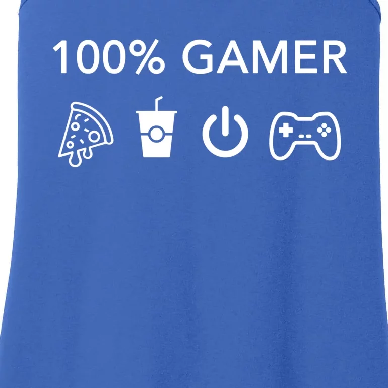 100% Gamer Funny Pizza Power Controller Cool Gamer Gift Ladies Essential Tank