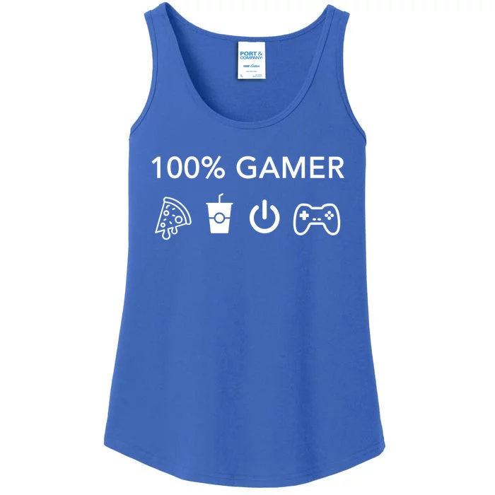 100% Gamer Funny Pizza Power Controller Cool Gamer Gift Ladies Essential Tank