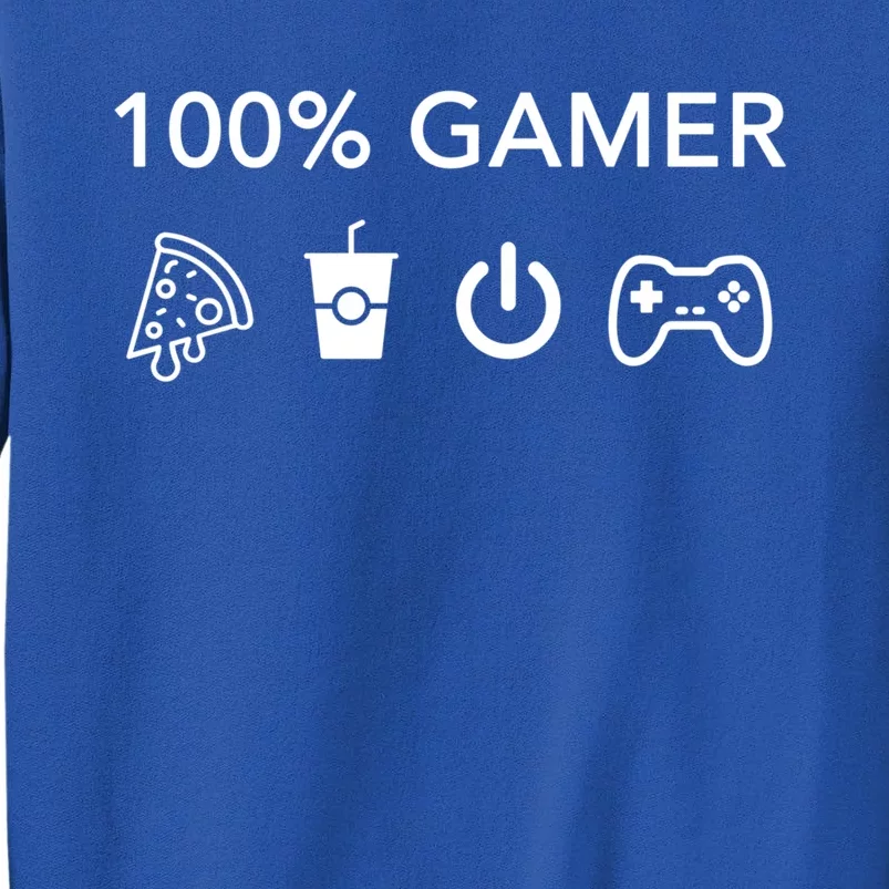 100% Gamer Funny Pizza Power Controller Cool Gamer Gift Tall Sweatshirt