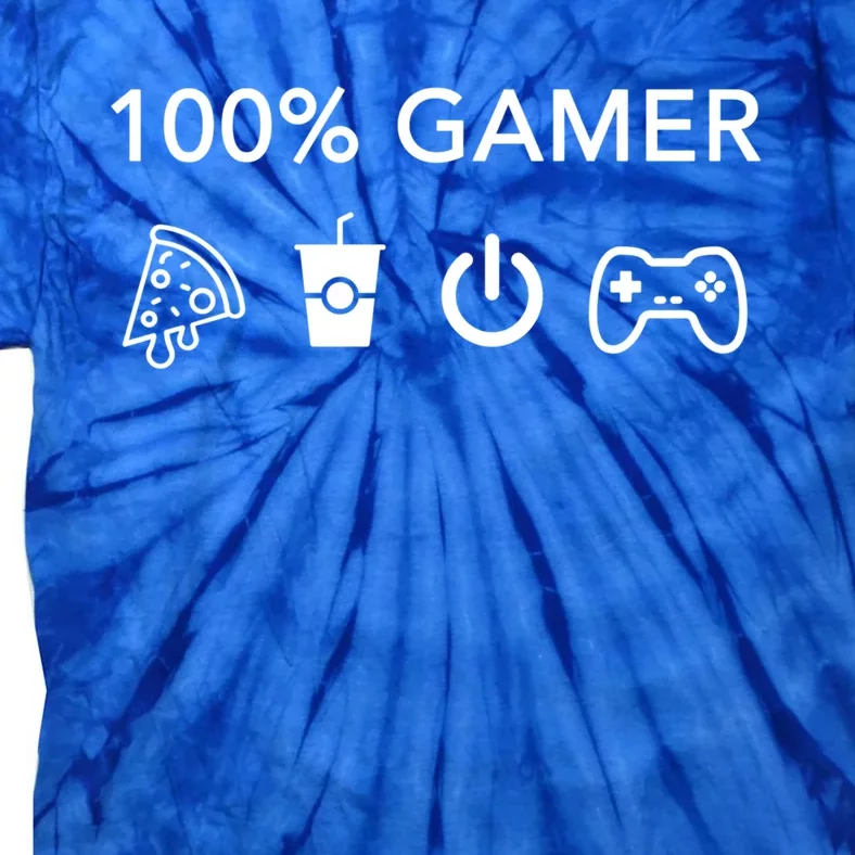 100% Gamer Funny Pizza Power Controller Cool Gamer Gift Tie-Dye T-Shirt