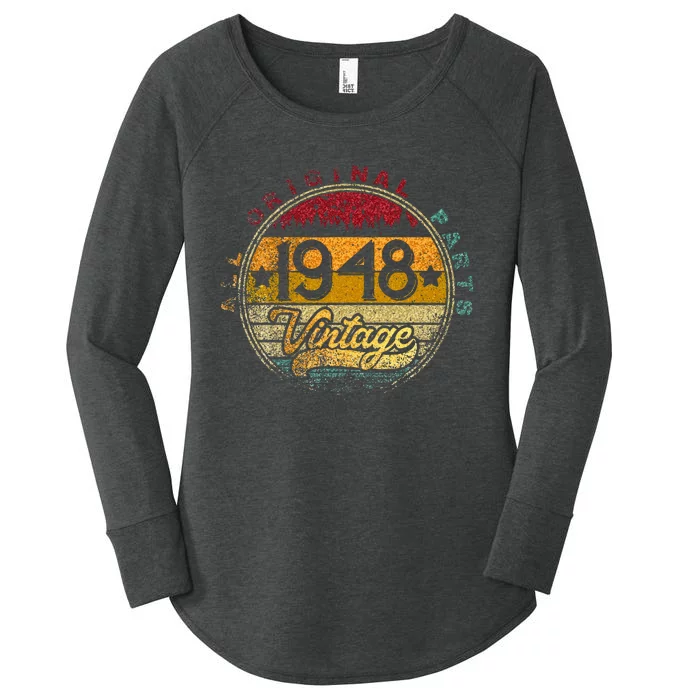 1948 Gift For 75th Birthday 75 Years Old Men Women Vintage Women's Perfect Tri Tunic Long Sleeve Shirt