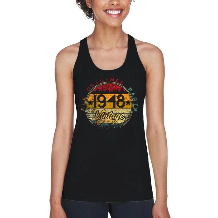 1948 Gift For 75th Birthday 75 Years Old Men Women Vintage Women's Racerback Tank