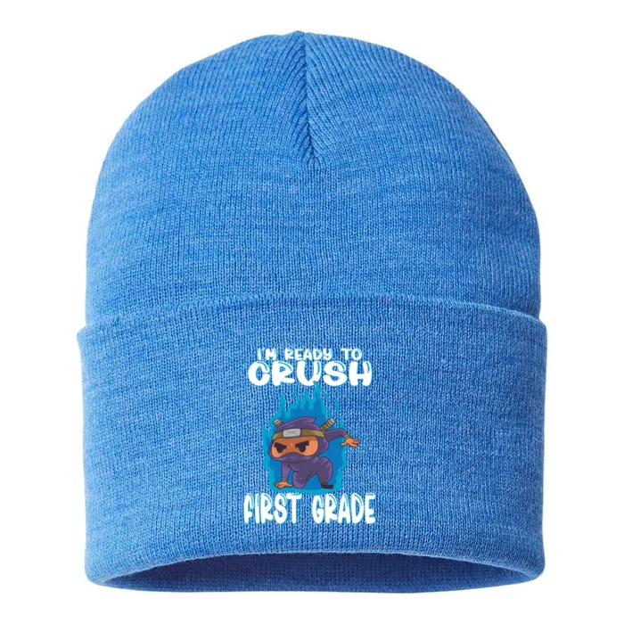 1St Grade Im Ready To Crush First Grade Ninja Gift Sustainable Knit Beanie