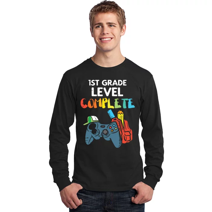 1st Grade Level Complete Gaming Last Day Of School Gamer Long Sleeve Shirt