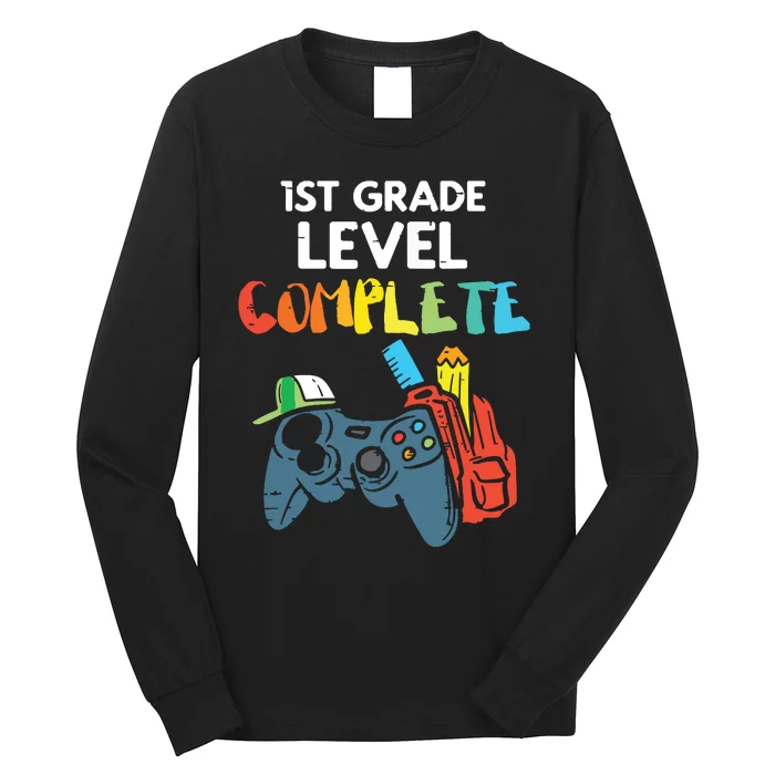 1st Grade Level Complete Gaming Last Day Of School Gamer Long Sleeve Shirt