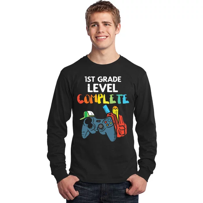 1st Grade Level Complete Gaming Last Day Of School Gamer Tall Long Sleeve T-Shirt