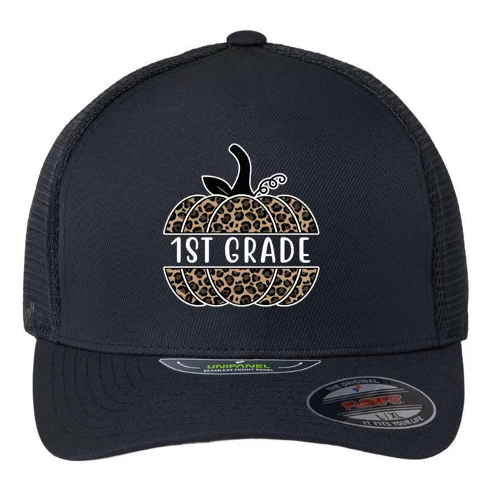 1st Grade Leopard Pumpkin Flexfit Unipanel Trucker Cap