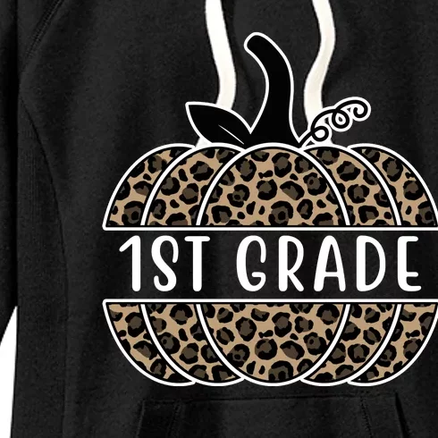 1st Grade Leopard Pumpkin Women's Fleece Hoodie