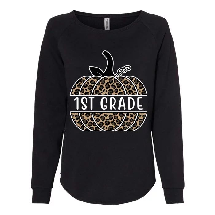 1st Grade Leopard Pumpkin Womens California Wash Sweatshirt