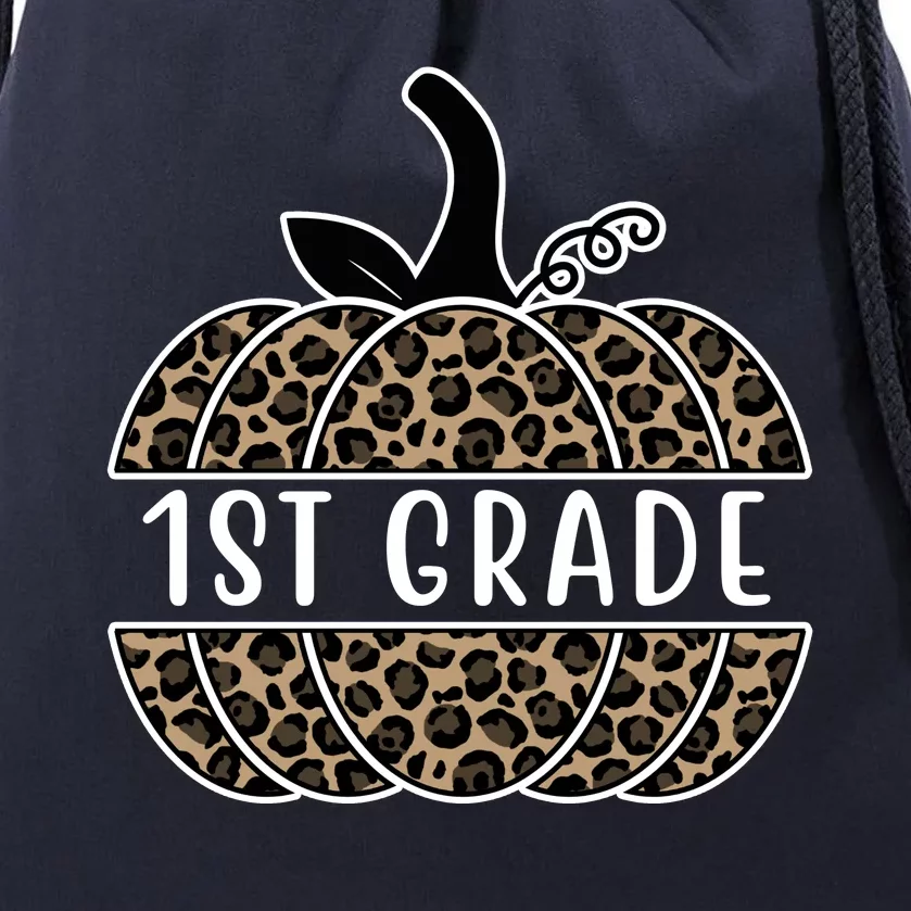 1st Grade Leopard Pumpkin Drawstring Bag