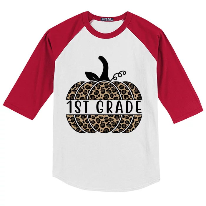 1st Grade Leopard Pumpkin Kids Colorblock Raglan Jersey