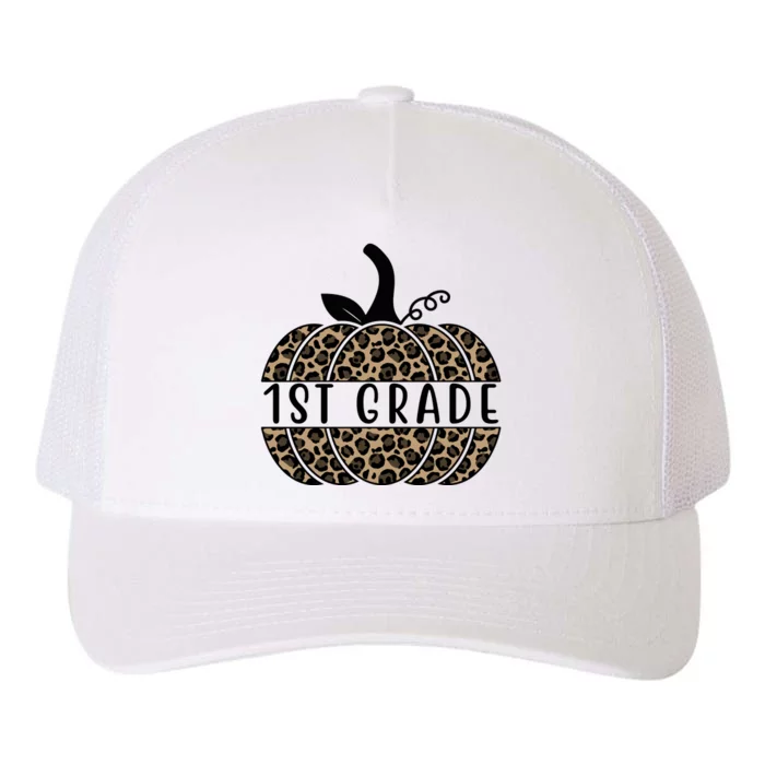 1st Grade Leopard Pumpkin Yupoong Adult 5-Panel Trucker Hat