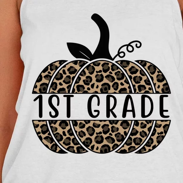 1st Grade Leopard Pumpkin Women's Knotted Racerback Tank