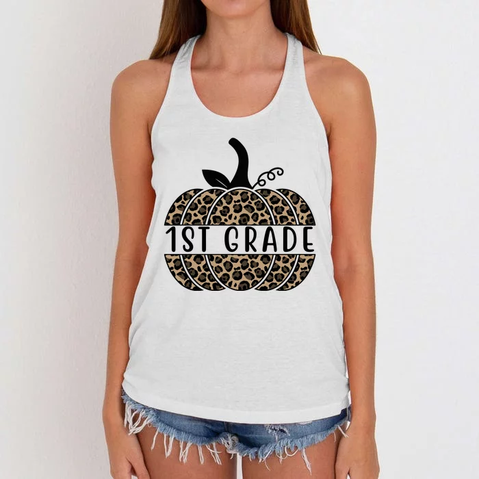 1st Grade Leopard Pumpkin Women's Knotted Racerback Tank