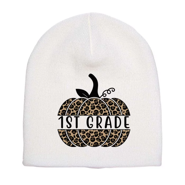 1st Grade Leopard Pumpkin Short Acrylic Beanie