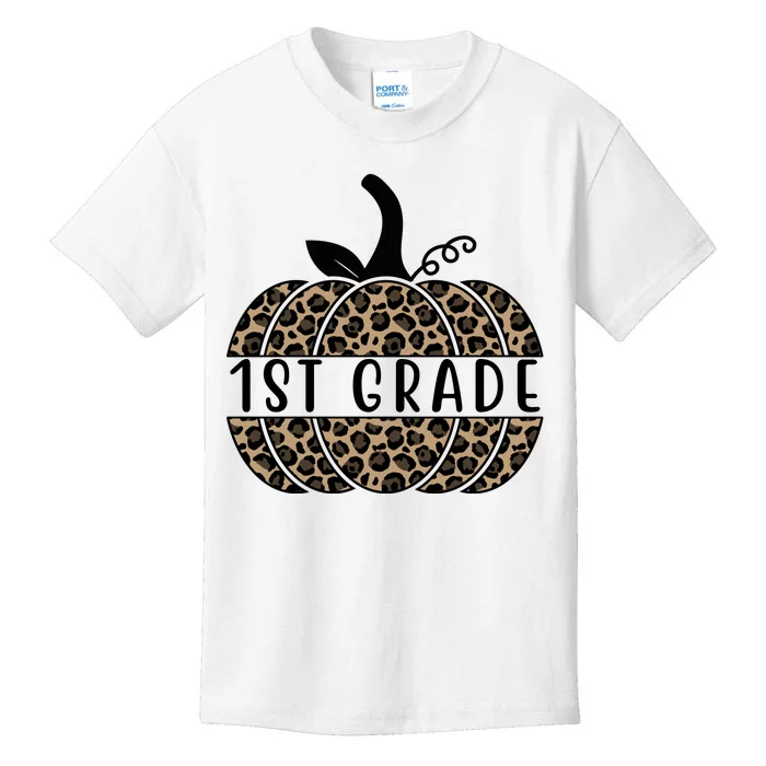 1st Grade Leopard Pumpkin Kids T-Shirt