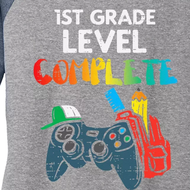 1st Grade Level Complete Gaming Boy Last Day Of School Gamer Women's Tri-Blend 3/4-Sleeve Raglan Shirt