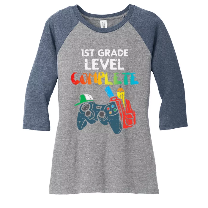 1st Grade Level Complete Gaming Boy Last Day Of School Gamer Women's Tri-Blend 3/4-Sleeve Raglan Shirt