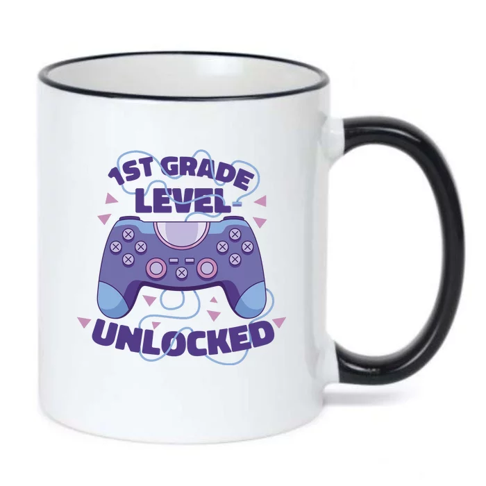 1st Grade Level Unlocked Back To School Gamer Black Color Changing Mug