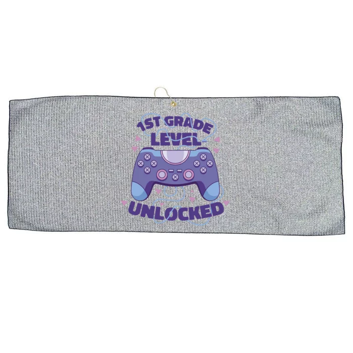 1st Grade Level Unlocked Back To School Gamer Large Microfiber Waffle Golf Towel