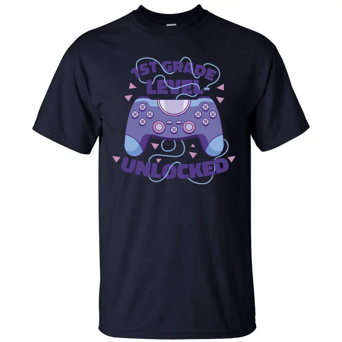 1st Grade Level Unlocked Back To School Gamer Tall T-Shirt