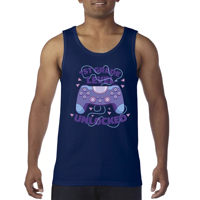 1st Grade Level Unlocked Back To School Gamer Tank Top