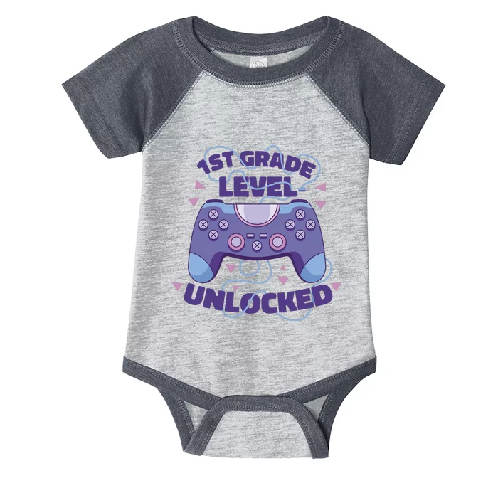 1st Grade Level Unlocked Back To School Gamer Infant Baby Jersey Bodysuit