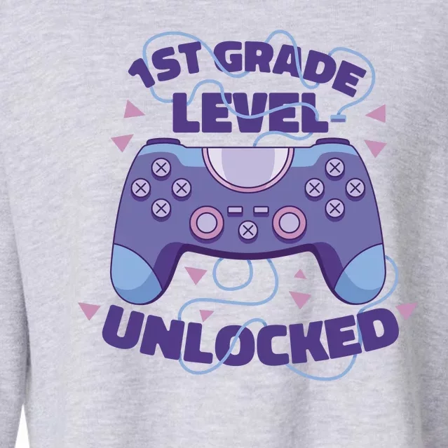 1st Grade Level Unlocked Back To School Gamer Cropped Pullover Crew