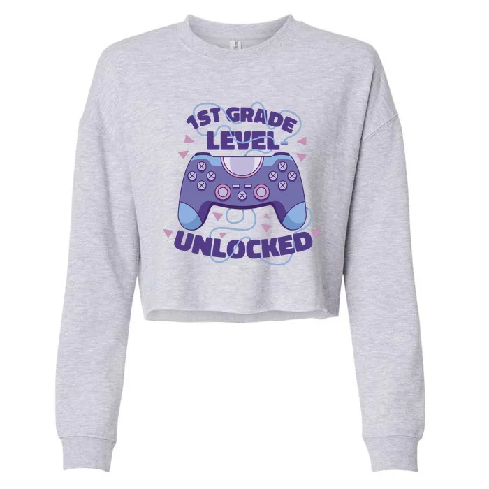 1st Grade Level Unlocked Back To School Gamer Cropped Pullover Crew