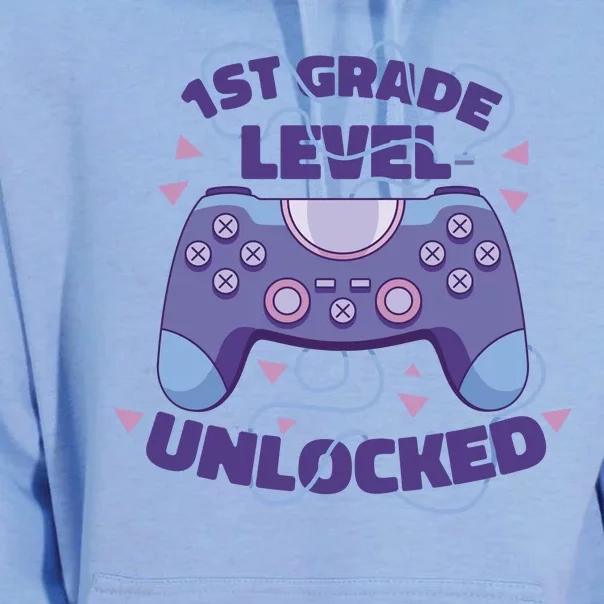 1st Grade Level Unlocked Back To School Gamer Unisex Surf Hoodie