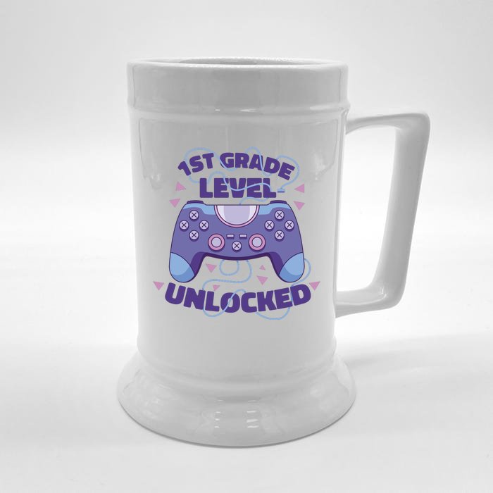 1st Grade Level Unlocked Back To School Gamer Front & Back Beer Stein