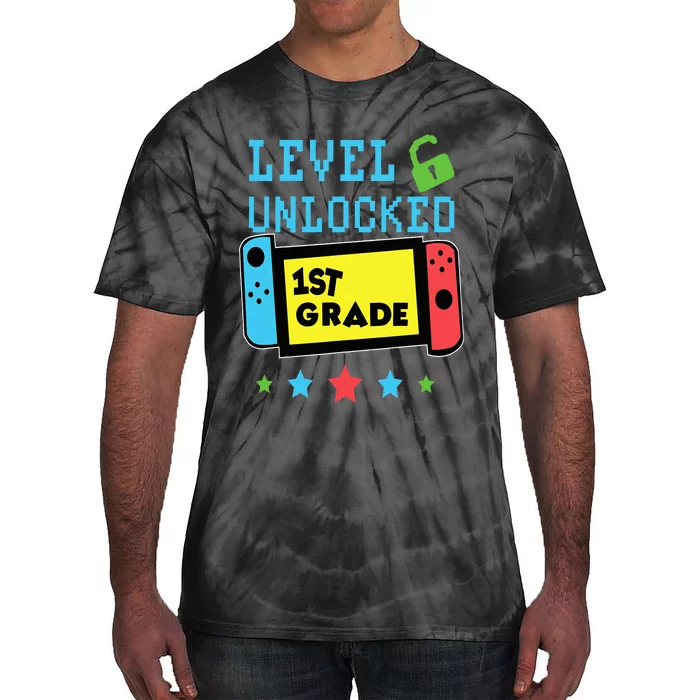 1st Grade Level Unlocked Gamer First Day Of School Tie-Dye T-Shirt