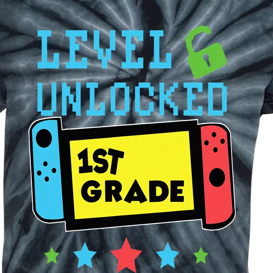 1st Grade Level Unlocked Gamer First Day Of School Kids Tie-Dye T-Shirt