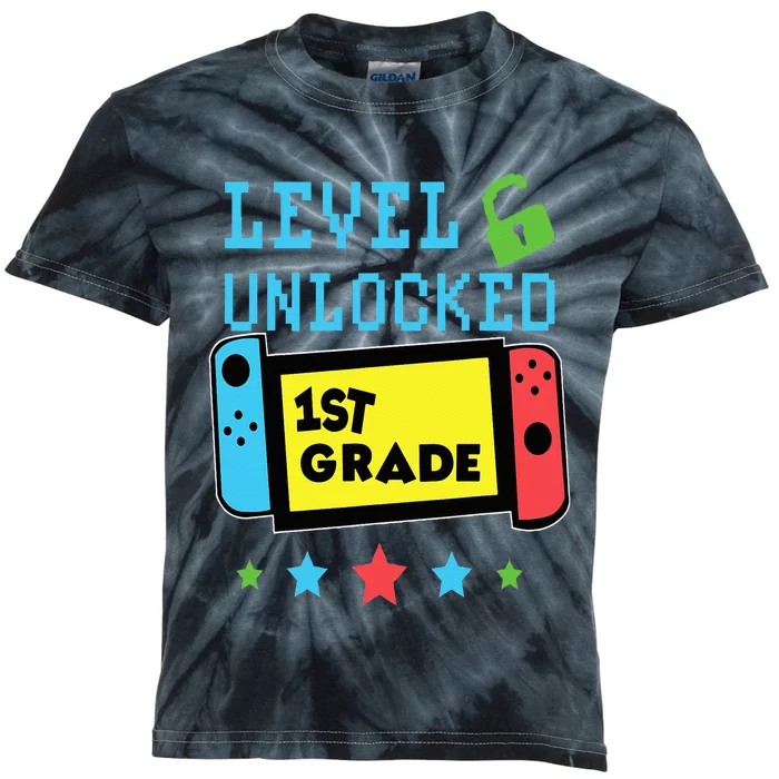 1st Grade Level Unlocked Gamer First Day Of School Kids Tie-Dye T-Shirt