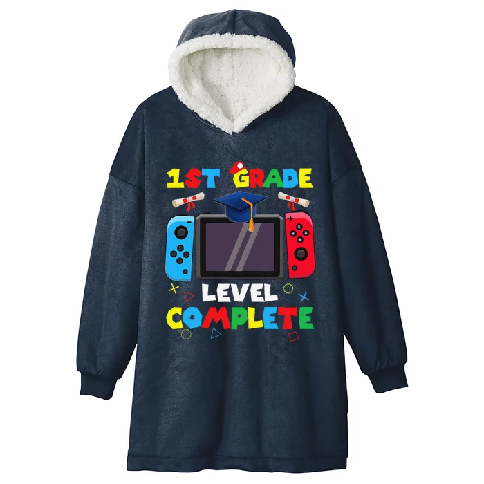 1st Grade Level Complete Graduation Class Of 2024 Boy Gamer Hooded Wearable Blanket