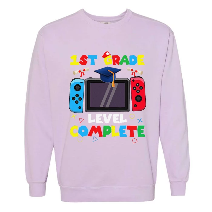 1st Grade Level Complete Graduation Class Of 2024 Boy Gamer Garment-Dyed Sweatshirt