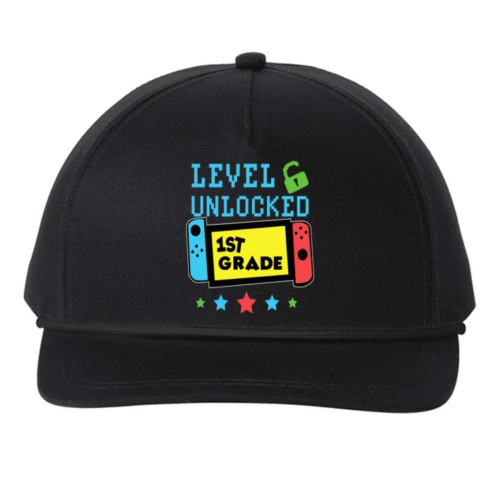 1st Grade Level Unlocked Gamer First Day Of School Snapback Five-Panel Rope Hat