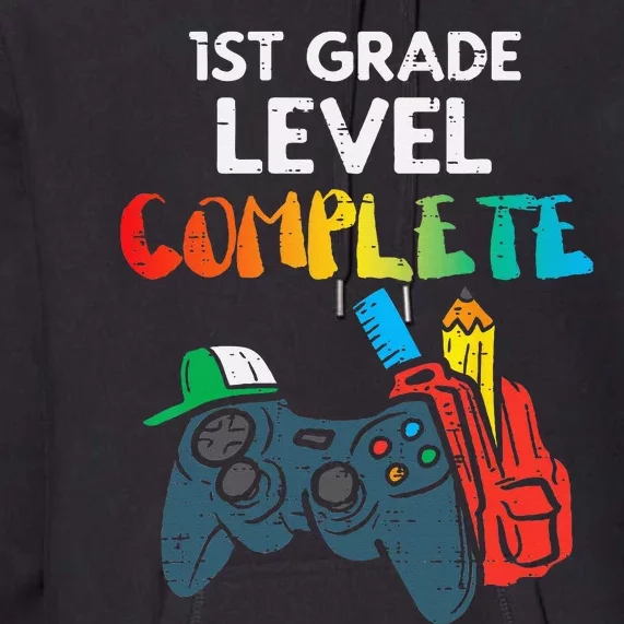 1st Grade Level Complete Gaming Boy Last Day Of School Gamer Premium Hoodie