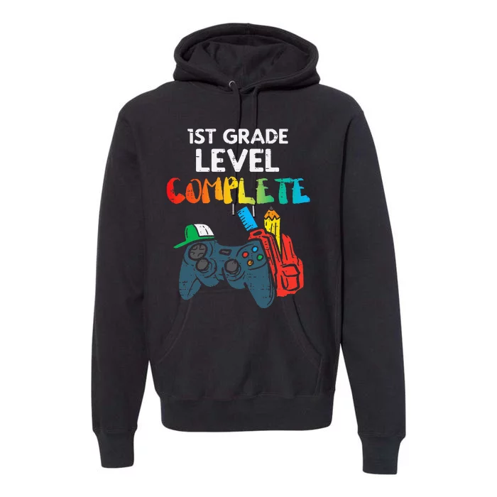 1st Grade Level Complete Gaming Boy Last Day Of School Gamer Premium Hoodie