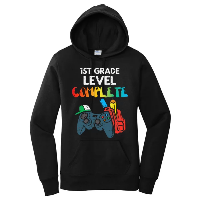 1st Grade Level Complete Gaming Boy Last Day Of School Gamer Women's Pullover Hoodie