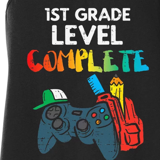 1st Grade Level Complete Gaming Boy Last Day Of School Gamer Women's Racerback Tank