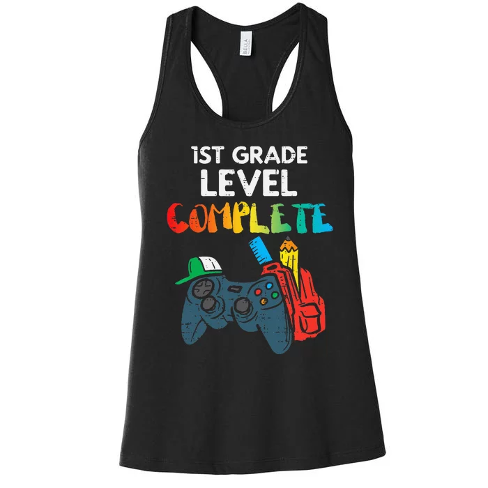 1st Grade Level Complete Gaming Boy Last Day Of School Gamer Women's Racerback Tank